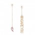 Fashion Gold Color Words Pendant Ear Drop Pink Rhinestone Heart Dangle Earrings Gift