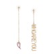 Fashion Gold Color Words Pendant Ear Drop Pink Rhinestone Heart Dangle Earrings Gift