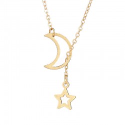 Fashion Hollow Star Moon Pendant Long Necklace Simple Minimalist Necklaces for Women