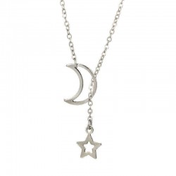 Fashion Hollow Star Moon Pendant Long Necklace Simple Minimalist Necklaces for Women