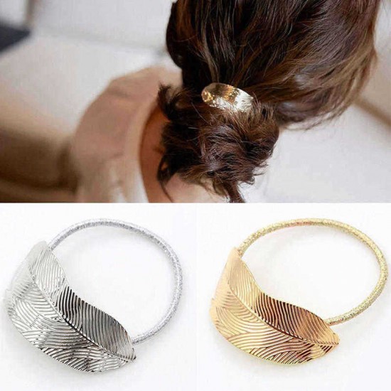 Fashion Leaf Hair Band Rope Hair Tie Elastic Ponytail Holder Hair Accessories for Women