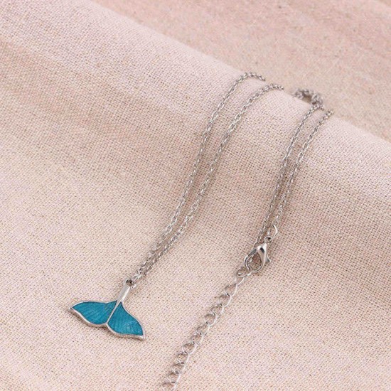 Fashion Luminous Blue Mermaid Fishtail Pendant Necklaces Unique Women's Necklace Party Jewelry