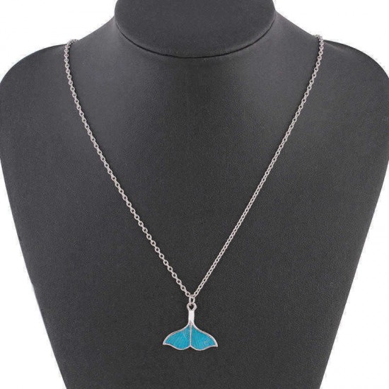 Fashion Luminous Blue Mermaid Fishtail Pendant Necklaces Unique Women's Necklace Party Jewelry