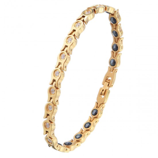 Fashion Magnetic Therapy Gold Chain Bracelet Zirconia Stainless Steel Bracelet For Women