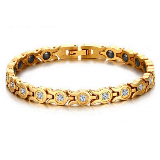 Fashion Magnetic Therapy Gold Chain Bracelet Zirconia Stainless Steel Bracelet For Women