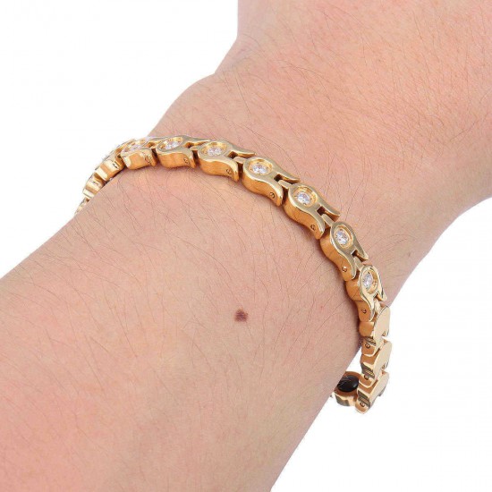 Fashion Magnetic Therapy Gold Chain Bracelet Zirconia Stainless Steel Bracelet For Women