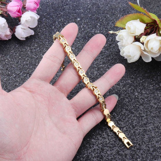 Fashion Magnetic Therapy Gold Chain Bracelet Zirconia Stainless Steel Bracelet For Women