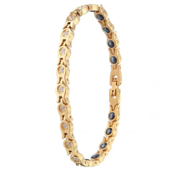 Fashion Magnetic Therapy Gold Chain Bracelet Zirconia Stainless Steel Bracelet For Women