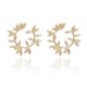 Fashion Metal Hallow Leaves Earrings Vintage Round Ear Stub Earring For Women