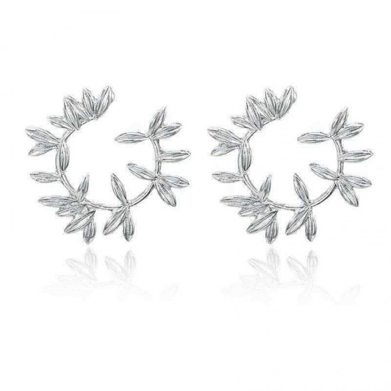 Fashion Metal Hallow Leaves Earrings Vintage Round Ear Stub Earring For Women