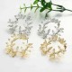 Fashion Metal Hallow Leaves Earrings Vintage Round Ear Stub Earring For Women