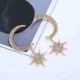 Fashion Moon Stars Six Mans Stars Full Diamond Cool Earring Set