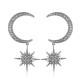 Fashion Moon Stars Six Mans Stars Full Diamond Cool Earring Set