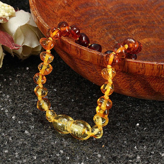 Fashion Multicolor Natural Amber Bracelets Chain Trendy Amber Elastic Bracelet Gift for Girl Women