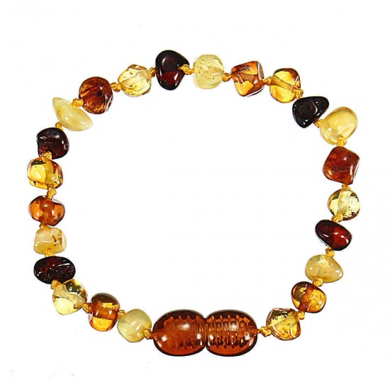 Fashion Multicolor Natural Amber Bracelets Chain Trendy Amber Elastic Bracelet Gift for Girl Women