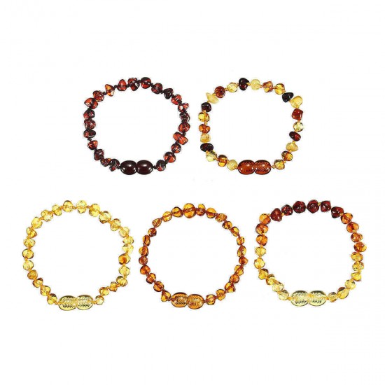 Fashion Multicolor Natural Amber Bracelets Chain Trendy Amber Elastic Bracelet Gift for Girl Women