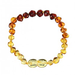 Fashion Multicolor Natural Amber Bracelets Chain Trendy Amber Elastic Bracelet Gift for Girl Women