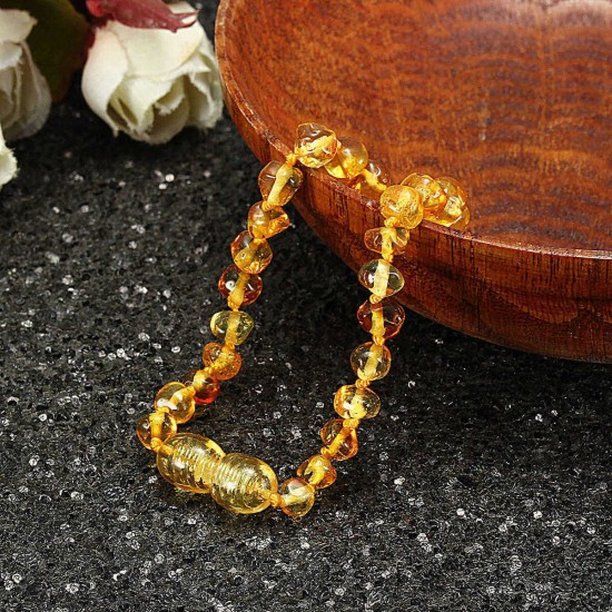 Fashion Multicolor Natural Amber Bracelets Chain Trendy Amber Elastic Bracelet Gift for Girl Women