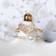 Fashion Open End Ring 18K Gold Plated Zirconia Double Layer Heart Pearl Ring for Women