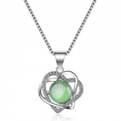 Fashion Pendant Necklace Double Hearts Crystal Round Green Grape Charm Necklaces for Women