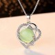 Fashion Pendant Necklace Double Hearts Crystal Round Green Grape Charm Necklaces for Women