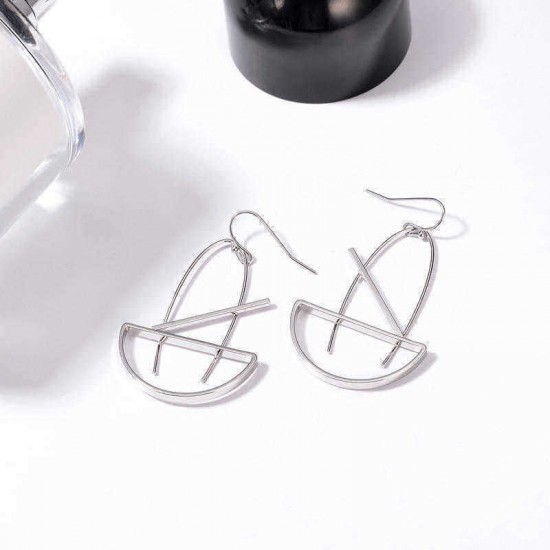 Fashion Platinum Plated Geometric Dangle Earrings Simple Style Piercing Ear Drop for Women Best Gift