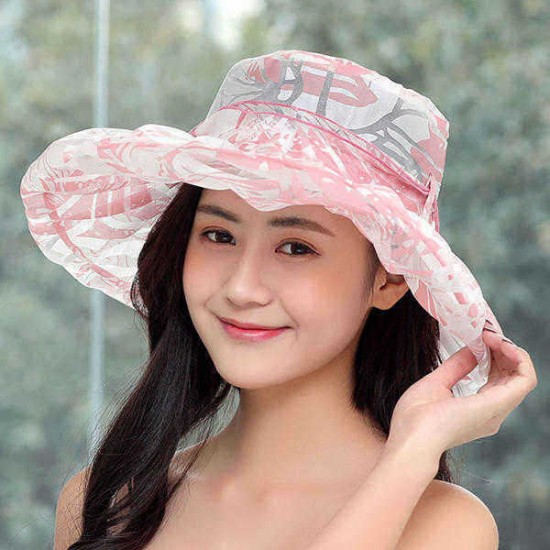 Fashion Printting Wide Brimmed Hat Packable Dress Bucket Hats UV Resistence Sunbonnet For Women