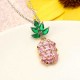 Fashion Shiny Yellow and Pink Zircon Pineapple Pendant Cute Necklace Jewelry for Women