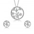 Fashion Silver Bridal Jewelry Set Tree of Life Rhinestones Flower Necklaces Stud Earrings for Wome