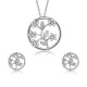 Fashion Silver Bridal Jewelry Set Tree of Life Rhinestones Flower Necklaces Stud Earrings for Wome