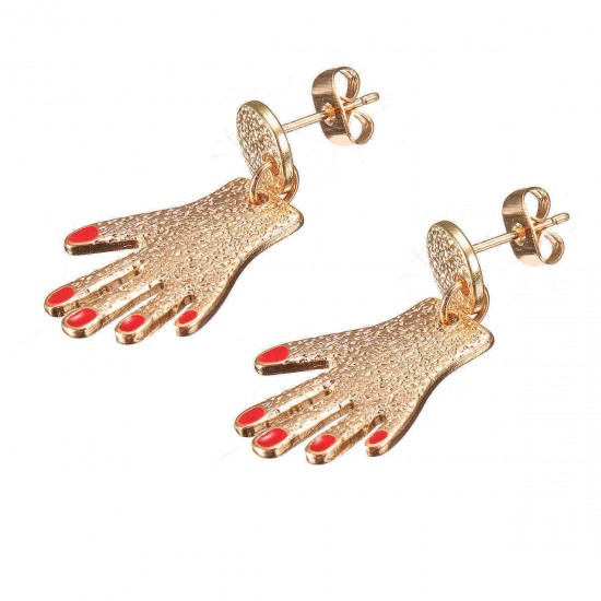 Fashion Simple Palm Shape Alloy Earring Personality Hand-shaped Ear Stud