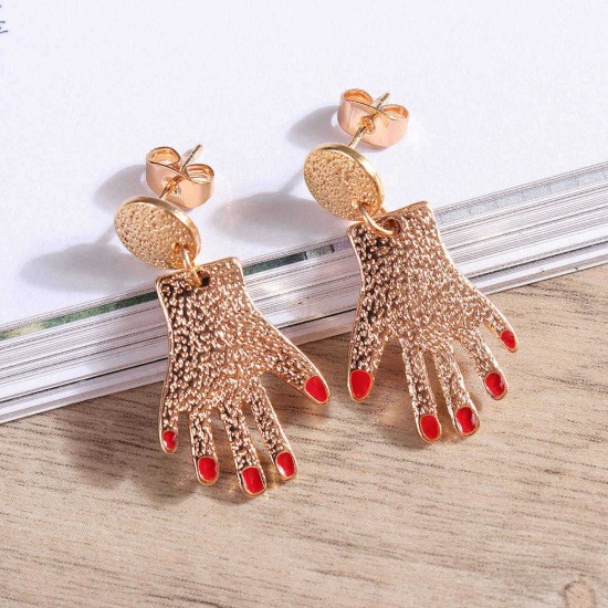 Fashion Simple Palm Shape Alloy Earring Personality Hand-shaped Ear Stud