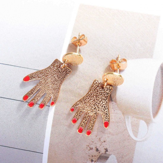 Fashion Simple Palm Shape Alloy Earring Personality Hand-shaped Ear Stud