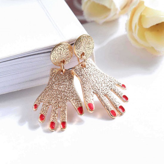 Fashion Simple Palm Shape Alloy Earring Personality Hand-shaped Ear Stud