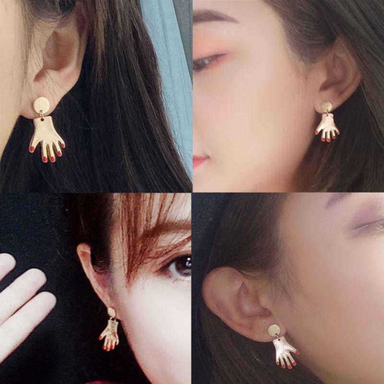 Fashion Simple Palm Shape Alloy Earring Personality Hand-shaped Ear Stud