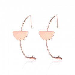 Fashion Simple Style Rose Gold Plated Arc Line Semicircle Charm Earrings Jewelry for Women