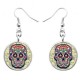 Fashion Skull Ear Drop Earrings Sliver Round Earrings Hiphop Style Earring For Women