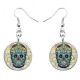 Fashion Skull Ear Drop Earrings Sliver Round Earrings Hiphop Style Earring For Women