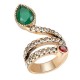 Fashion Snake Serpent Green Cubic Zirconia Crystal Ring Punk Finger Ring for Women Gir