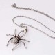 Fashion Spider Pendant Rhinestone Chain Antique Silver Necklace Women's Jewelry