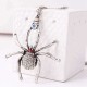 Fashion Spider Pendant Rhinestone Chain Antique Silver Necklace Women's Jewelry