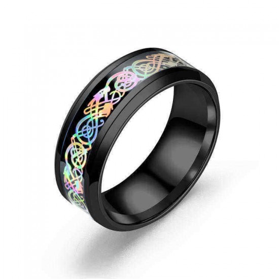 Fashion Stainless Steel Dragon Pattern Ring Multicolor Couple Rings for Her Him Gift