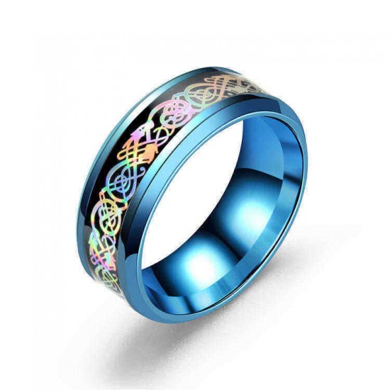 Fashion Stainless Steel Dragon Pattern Ring Multicolor Couple Rings for Her Him Gift