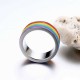 Fashion Stainless Steel Finger Ring Rainbow Silicone Ring for Women Men LGBT Band Unisex Jewelry