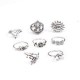 Fashion Sunflower Moon Sun Rings Set 14 Pieces Rhinestone Ring Kit For Women