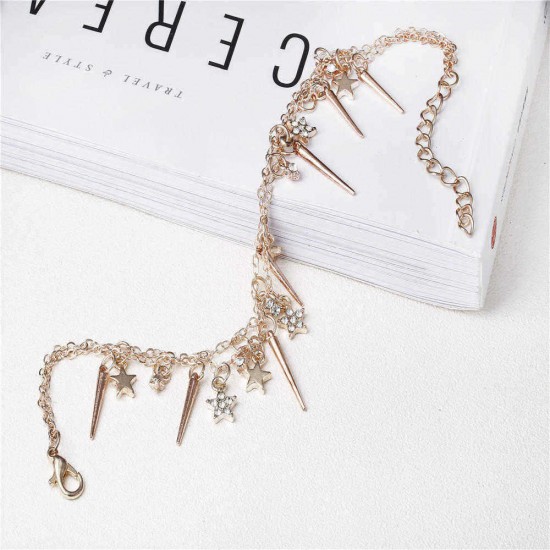 Fashion Sweet Gold Anklet Stars Tassels Two-layer Chain Barefoot Sandals Anklets for Girls Women