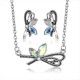 Fashion Wedding Bridal Jewelry Set Colorful Rhinestones Bowknot Necklaces Stud Earrings for Women