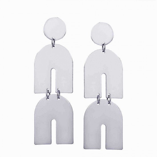 Fashion Zinc Alloy Irregular Ear Stud Glossy Metal Exaggerated Earrings for Women