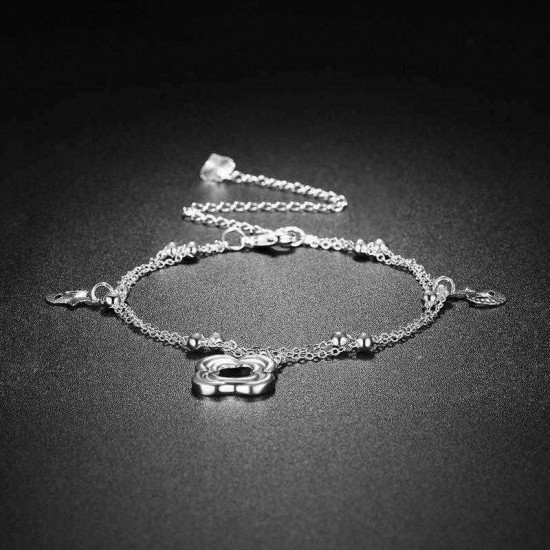 Flower Pendant Silver Plated Anklet Star and Moon Shaped Foot Chain