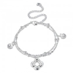 Flower Pendant Silver Plated Anklet Star and Moon Shaped Foot Chain